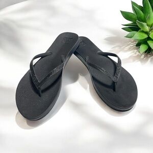 Reef Cushion Stargazer Sandal Comfort Flip Flop Glitter Size 10- 11 Black